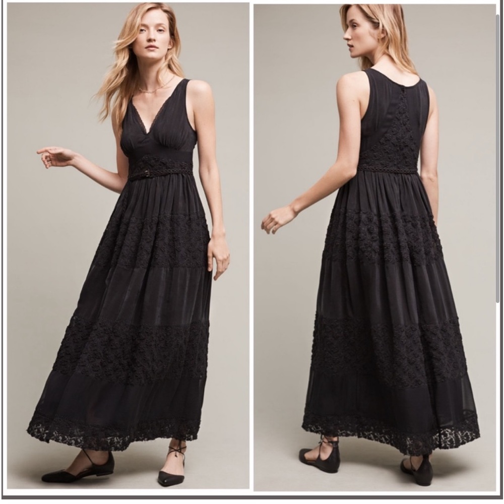 🌺ANTHROPOLOGIE🌺 Floreat Tulle Beaded STUNNING MAXI DRESS